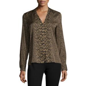 Kobi Halperin Silk Brown Animal Print Grace Blouse